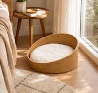 Maison et lit pour chat en bois, Nid pour animaux de compagnie de style nordique minimaliste, Fournitures créatives pour animaux de compagnie d'intérieur, Personnalisable