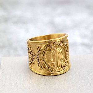 yunnique Stainless Steel Men's <b>Ring</b> Cross Design Hip Hop Style Gift Jewelry <b>Silver</b> Gold Color - Product Image 3