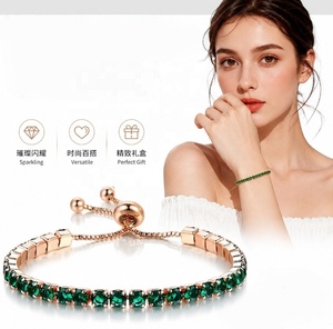 Bracelet tendance en zircon cubique coloré, ajustable, pour femme, idéal pour mariage, fête, cadeau, bijoux - Product Image 3