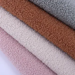 High Quality Custom Solid Color Plain Polyester Soft Boucle Sherpa Teddy Velvet Bear Curly Fur Fleece Fabric for Toys or Coats