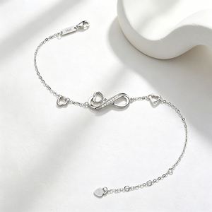 SPJ Manufacturer S925 Sterling Silver <b>Infinity</b> Heart <b>Bracelet</b> Double Heart 5A Cubic Zirconia Fine Jewelry for Women Jewelry - Product Image 4