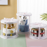 Boîtes à gâteau transparentes personnalisées rond PET noir clair grand emballage de boîte à gâteau