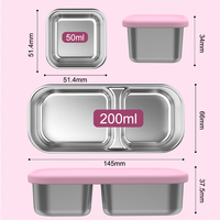 Ensemble de récipients à sauce mignons en acier inoxydable 304, avec couvercle anti-fuite, contrôle des portions, sans BPA, pour boîte à bento, accessoire OEM personnalisé