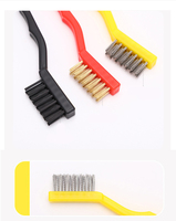 DS2479 Lot de 3 brosses en laiton, acier inoxydable et nylon pour le nettoyage, l'élimination de la rouille, la saleté, la peinture, le frottage, petite brosse métallique, brosse à fil pour les espaces étroits