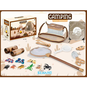 Seamind <span class=keywords><strong>Kids</strong></span> Outdoor Explorer <span class=keywords><strong>Kit</strong></span> Soft Pretend Spielen Sie Camping-Werkzeuge mit Spielzeug zelt Bunch able Pocket Fire Barbecue Set aus Kunststoff - Product Image 3