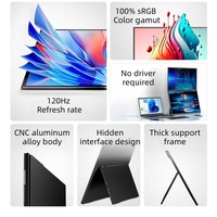 Moniteur portable à double écran de 21,5 pouces, écran LCD IPS 120 Hz, 280 nits, haut-parleurs intégrés