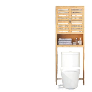 Meuble de rangement en bambou pour salle de bain, étagère de rangement sur pied au-dessus des toilettes, étagère de rangement pour salle de bain, rangement pour salle de bain d'hôtel. - Product Image 5