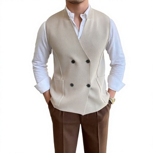 IStapromo Gifts Men's <b>Waistcoat</b> All-Match V-Neck Stand <b>Knitted</b> Sleeveless Design for Casual Winter Outerwear Breathable - Product Image 4