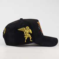 Casquette de baseball unisexe tendance à 5 panneaux bicolore à pois, personnalisable avec logo brodé, style vintage en daim, vente en gros