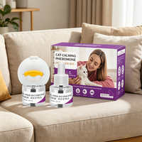 Diffuseur de phéromones apaisantes pour chats, kit à brancher, anti-stress et anxiété, 2 recharges de 48 ml chacune, 30 jours pour chats, vétérinaire, tempêtes, voyages