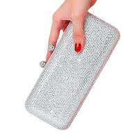 Kristallen strass bruiloft dames handtas effen kleur lange portemonnee kristallen warmgeperste diamant dames schouder- en handtas voor gala-avonden