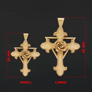 Colata collana rosicruciana Dainty 316l in acciaio inox Pvd placcato oro 18k gioielli Love Rose ciondolo <span class=keywords><strong>croce</strong></span> collana - Product Image 3