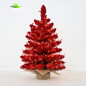 Cây thông Noel nhân tạo PVC đỏ dày, mới về năm <span class=keywords><strong>2025</strong></span>, trang trí nhà cửa năm mới, phủ tuyết đỏ, có đèn sẵn - Product Image 5