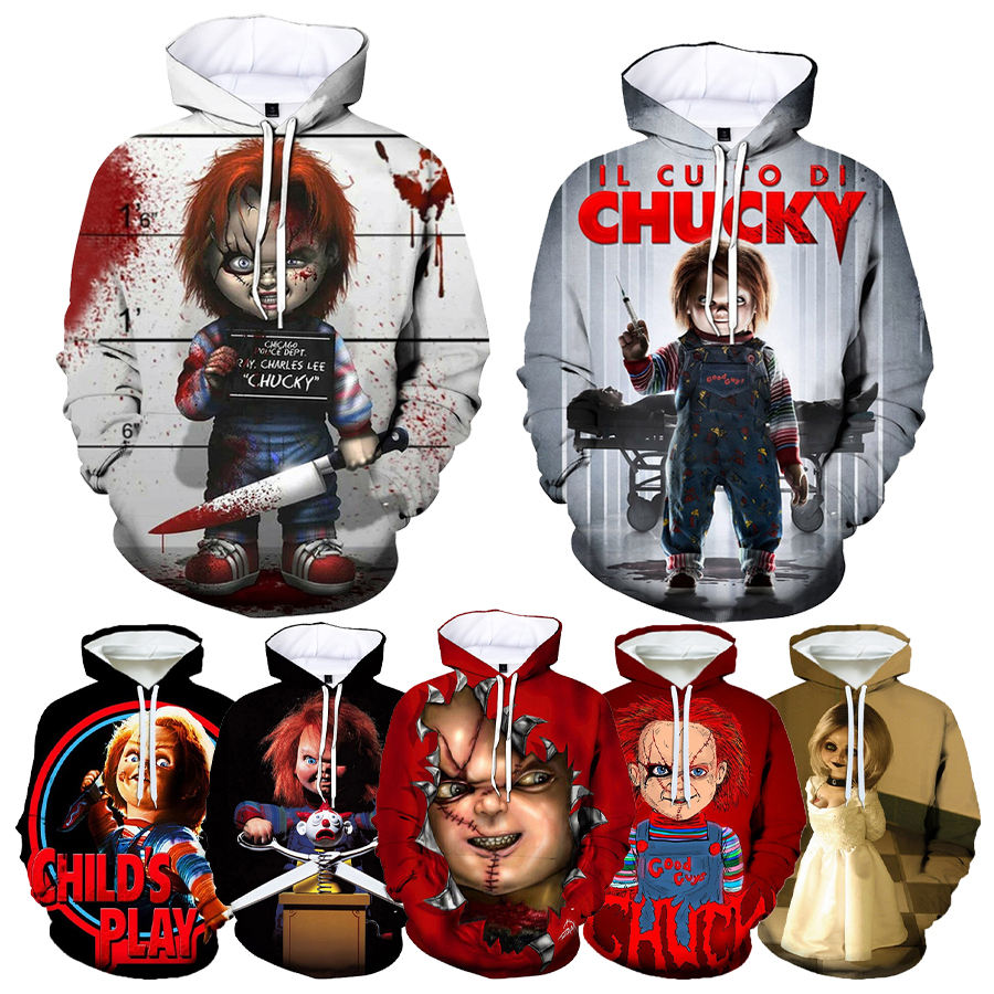 chucky doll moletom com capuz