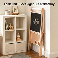 Chevalet d'art pliable en bois Tiny Land pour enfants, tableau noir et tableau blanc |   Table pliante double face sans outil, 3 hauteurs, adaptée à tous les âges