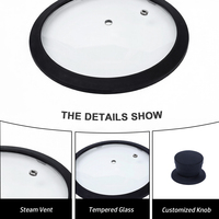 Couvercle flottant en verre trempé de type G pour poignée de casserole, en silicone rond, de haute qualité, pour ustensiles de cuisine