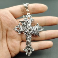 Grand pendentif collier chauve-souris, style victorien gothique, filigrane floral, excellent cadeau pour elle, amulette de protection