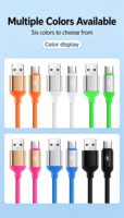 Câble de charge rapide TPE 3A de nouvelle conception en gros avec lumière LED verte, Micro USB vers Type-C, conducteur en cuivre pur pour téléphones mobiles