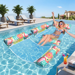 Nueva Hamaca Inflable Individual de Doble Tubo con Diseño de Flamenco para Verano, Diversión en la Piscina, Tejido de Malla de PVC Engrosado, para Adultos - Product Image 4