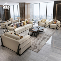 Ensemble de table à manger en cuir italien haut de gamme avec chaises, 6 places, mobilier de restaurant pour projet de personnalisation de toute la maison de luxe