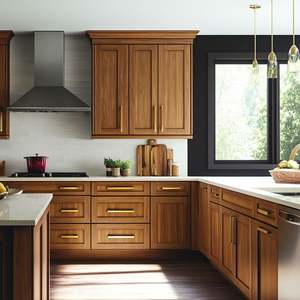 Classic American Style Complete <b>Kitchen</b> Furniture Standing Wooden <b>Kitchen</b> Cabinets Shaker Design Lacquer <b>Island</b> Including Sink - Product Image 3