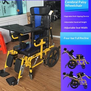 Silla de Ruedas Pediátrica para Parálisis Cerebral, Respaldo Alto Ajustable, Plegable, Móvil, Apta para Niños con Necesidades Especiales - Product Image 6