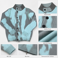 Cardigan thermochromique surdimensionné pour homme, en tricot, à double boutonnage, avec doublure en laine, vente en gros directe usine