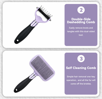 Nouvel Arrivage Kit de Toilettage Portable pour Animaux de Compagnie en TPR, Brosse Démêlante pour Chien, Peigne Démêlant pour Chat, Râteau à Sous-Poil en Acier Inoxydable