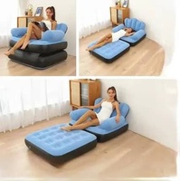 Canapé gonflable 2-en-1 pour adulte, chaise longue d'extérieur épaissie, portable et pliable, lit de sieste, double usage, design moderne et simple