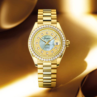 Montre automatique mécanique de luxe pour femme Ferhmen F6600 en acier inoxydable avec cadran vert MOP, diamants et verre saphir