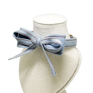 Haute qualité luxe chien chat cou colliers petit <span class=keywords><strong>Oet</strong></span> chat cou colliers solide motif Denim tissu nœud papillon décoration stocké - Product Image 2