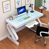 Bureau d'ordinateur en verre noir durable de haute qualité, grande surface, table de jeu pour plusieurs moniteurs, configuration de jeu
