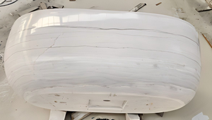 Baignoires Modernes Sur Mesure de Luxe, Exclusives en Marbre Blanc / Marbre Blanc et Bois, Autoportantes pour Salles de Bain de Villas et Hôtels - Product Image 2