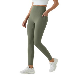 Pantalones de Yoga de Cintura Alta para Mujer, <span class=keywords><strong>con</strong></span> Bolsillos Laterales, Control de Abdomen, Leggings Deportivos, Transpirables, Elásticos en Cuatro Direcciones - Product Image 1