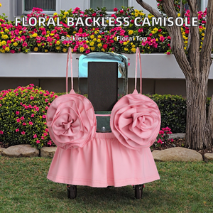 Lu Qiuguo - Top Corto Casual de Verano, Chaleco Sexy sin Espalda con Logo Frontal, Tejido de Punto 100% Poliéster Anti-Pilling FC0009 - Product Image 2