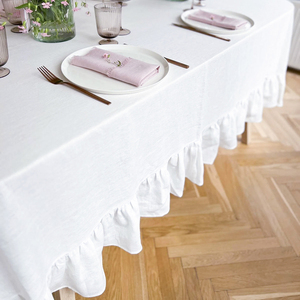 Wedding Party Hình Chữ Nhật Thêu In Tùy Chỉnh Trắng Có Thể Giặt Wedding Party Khăn Trải Vải Faux Tinh Khiết Khăn Trải Khăn Trải - Product Image 3