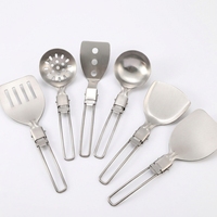 Ensemble de spatules pliantes en acier inoxydable 304, cuillère de cuisine portable, écumoire, louche, kit pour le camping et la cuisine