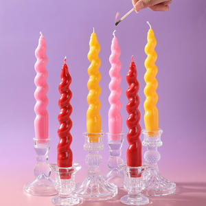 18Cm Macaron Cute Wind Twist <b>Long</b> Pole Banquet Smokeless Spiral <b>Candle</b> Diwali Festive Party Arrangement Handmade Luxurious - Product Image 3