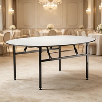 Table de banquet ronde pliante en PVC avec pieds en métal pour la restauration, les mariages, les événements et la location en gros pour hôtels