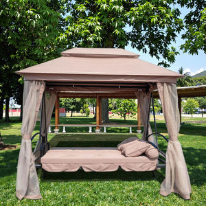 Fabrication en aluminium de haute qualité Loisirs de plein air Patio Hauteur de jardin Gazebo en tissu polyester Balançoire avec auvent et 3 places - Product Image 4