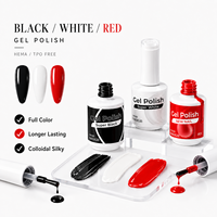 Vernis Gel UV LED Super Blanc Rouge Noir Sans HEMA Sans TPO de Haute Qualité pour Nail Art, Vente en Gros Usine, 15ml