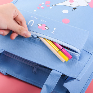 Bolsa de almacenamiento con cremallera de tela Oxford azul, resistente al agua, de capacidad media, para libros escolares y documentos - Product Image 2