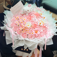 Bouquet de fleurs en savon pour la Saint-Valentin, cadeau pour elle, roses artificielles colorées et brillantes, cadeau d'anniversaire, art moderne