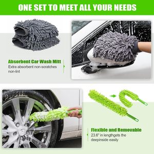 <b>Car</b> Wash <b>Mop</b> Brush Soft Bristle Brush Set <b>Car</b> Stainless Steel Splicing Rod <b>Mop</b> Cleaning Tool Brush <b>Car</b> Wash Set - Product Image 3