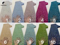 Tissu en voile perlé de luxe brodé de paillettes et de dentelle avec strass en cristal tricoté, écologique, pour robes de mariée et tenues pour filles