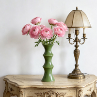 Vase Art Déco en Porcelaine Vert Brillant Façonné en Bambou, Grand Modèle Fait Main pour la Décoration Intérieure du Salon, de la Chambre et des Étagères