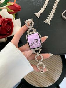 Bracelet de montre de luxe Upro en denim avec chaîne, couleur Starlight métallique, 49 mm, bracelet de remplacement design pour Apple Watch S10 Ultra - Product Image 6