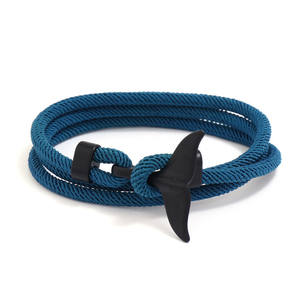 <span class=keywords><strong>Bracelet</strong></span> en fer unisexe fait main, style queue de baleine, série Océan, avec boucle milanaise, motif ancre, corde tressée, cadeau tendance pour couple - Product Image 1