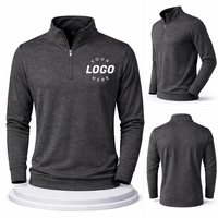 Sweat-shirt à fermeture éclair 1/4 pour homme, logo personnalisé, polyester, élasthanne, pull d'entraînement, vêtements de sport, OEM