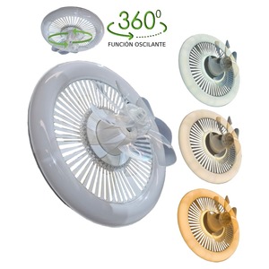 Ventilatore a soffitto oscillante 50cm 88W bianco con luce 3 toni e 7 pale trasparenti motore a corrente continua - Product Image 4